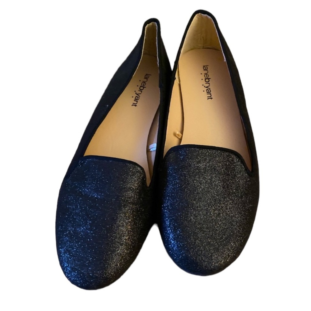 Lane Bryant NWOB Shoes Black Sparkle Holiday 8W Slip On